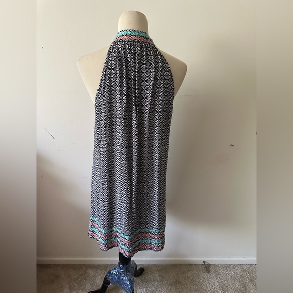 THML women’s large artsy leaf print bohemian embroidered accented shift dress - Picture 4 of 10